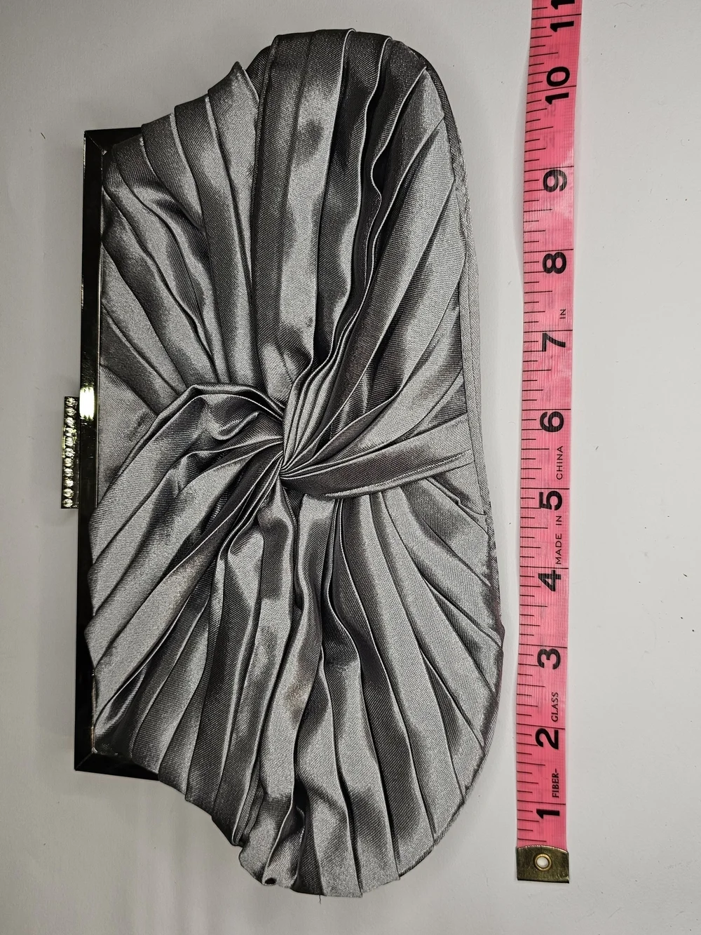 NWT Silver Satin Ruched Evening Clutch Crossbody Bag Formal Prom Wedding Chain